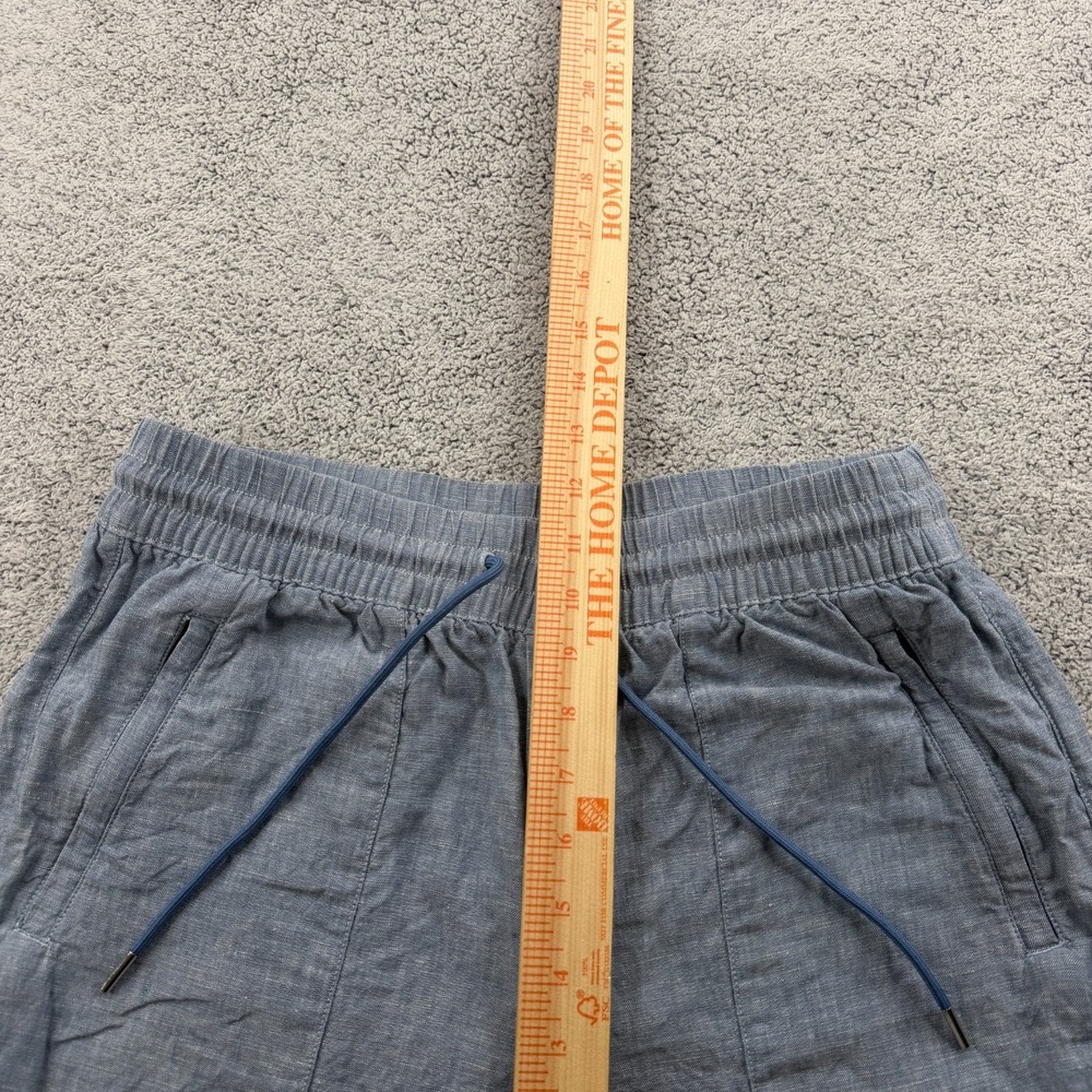 Athleta Retreat Linen Pant Womens 8 Blue Wide Leg High Waisted Ankle Slit Resort - Picture 11 of 13